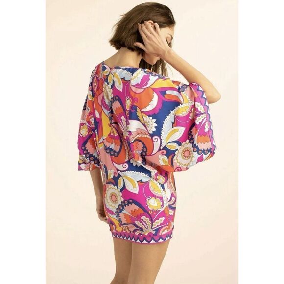NWT $152 Trina Turk Sevilla Floral Swim Jersey Swimsuit Cover Up Tunic Dress L - Picture 3 of 16